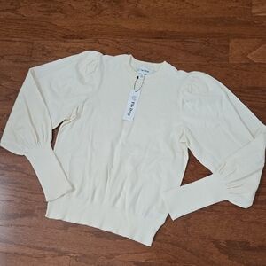 NWT The Drop Women's Cream Puff Sleeve Sweater Top